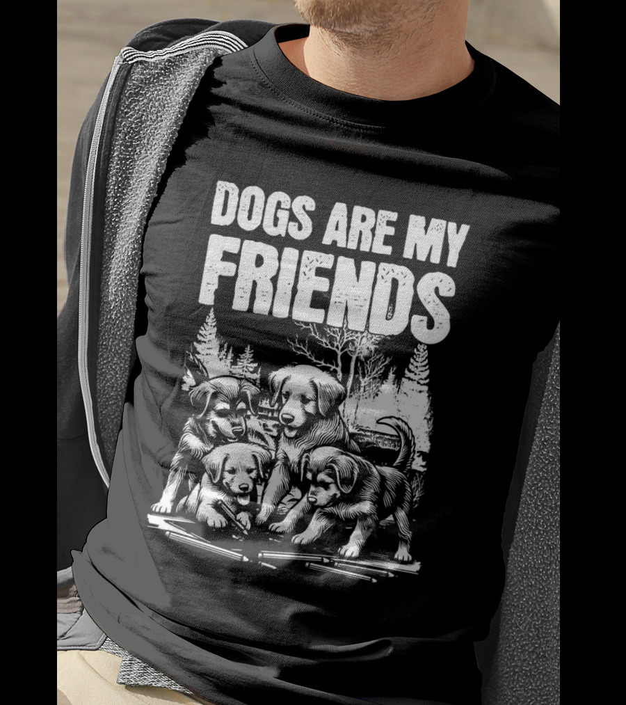 Dogs Are My Friends Puppy Forest Scene T-Shirt