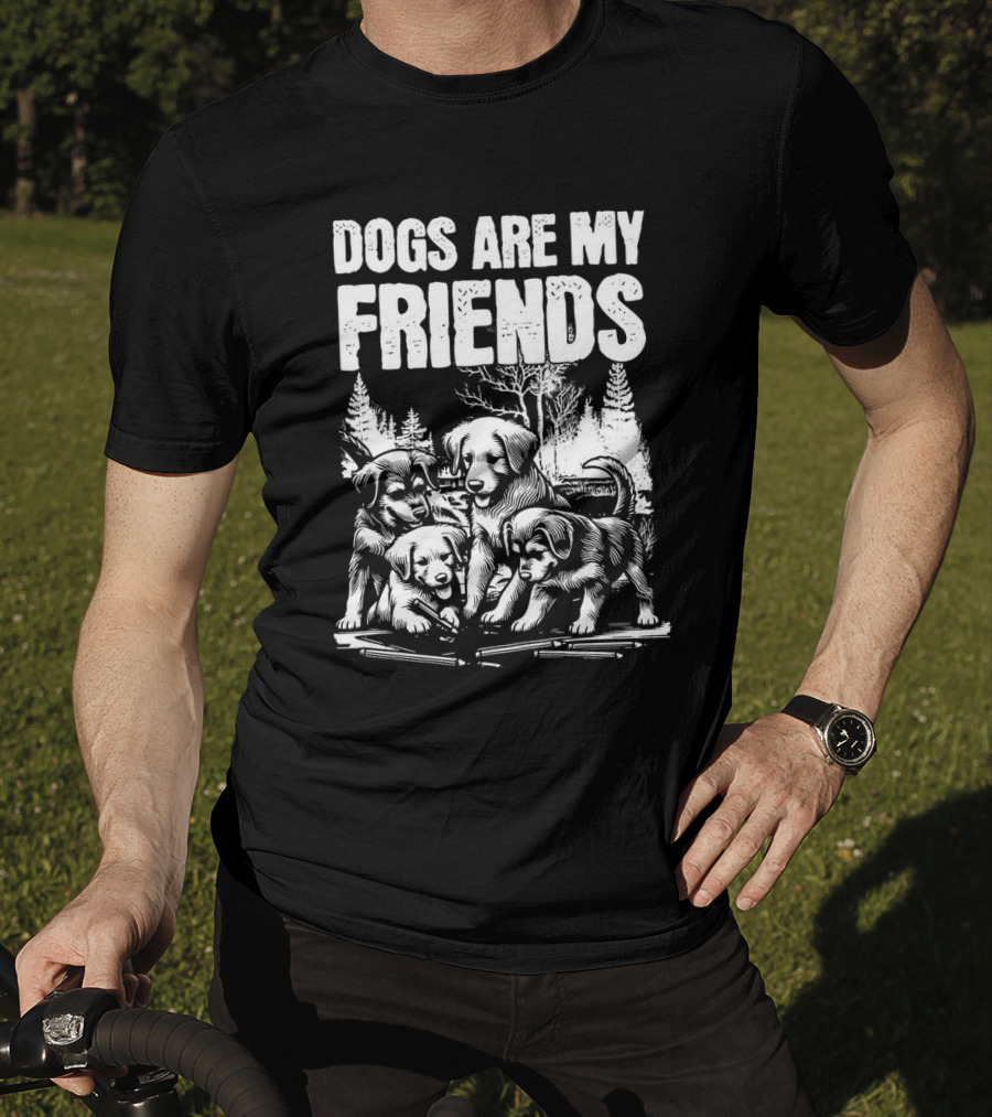 Dogs Are My Friends Puppy Forest Scene T-Shirt