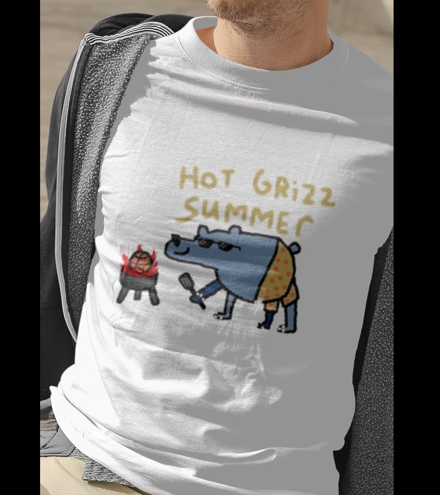 Hot Grizz Summer Sunglasses Bear Grilling Basketball On Fire T-Shirt