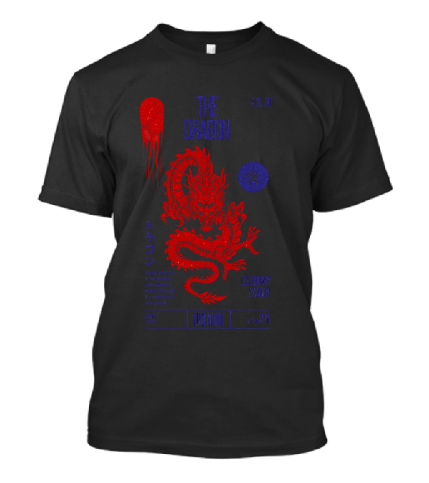 The Dragon Vol. 01 Legendary Fire Dragon Kanji Spirit Top Sticker T-Shirt