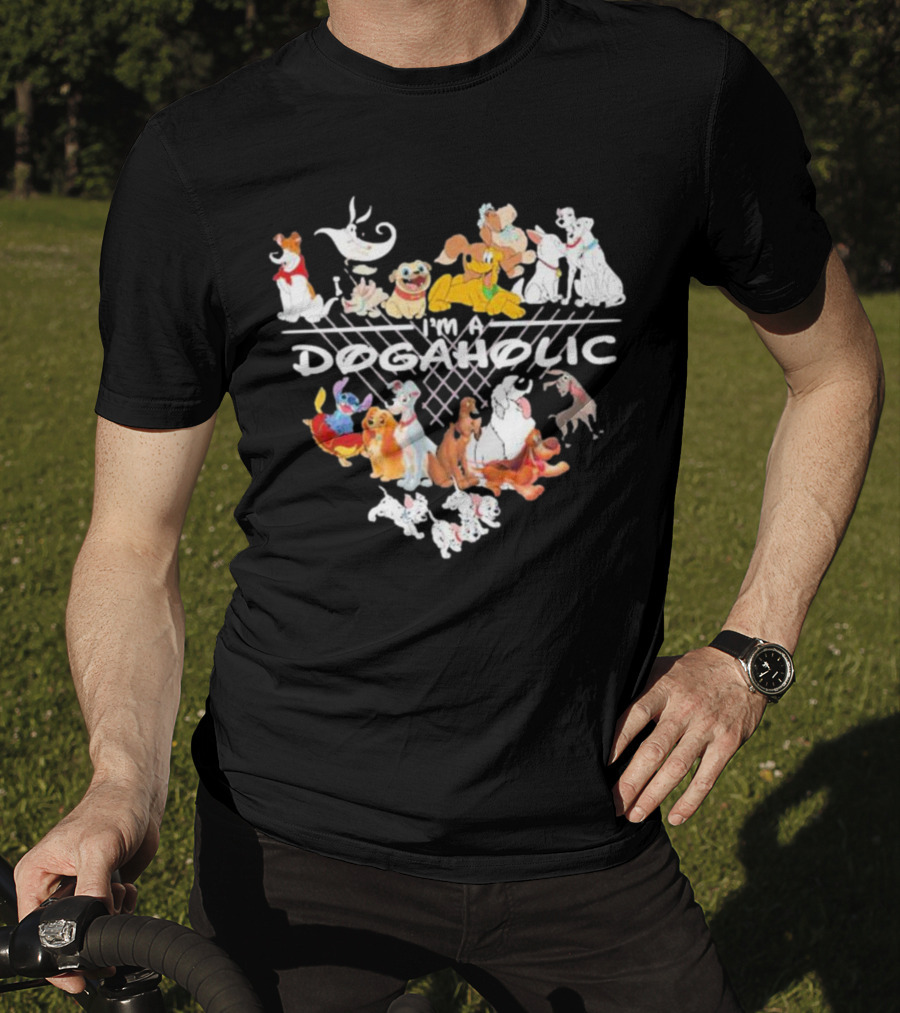 I'm A Dogaholic With Iconic Cartoon Dogs Heart T-Shirt