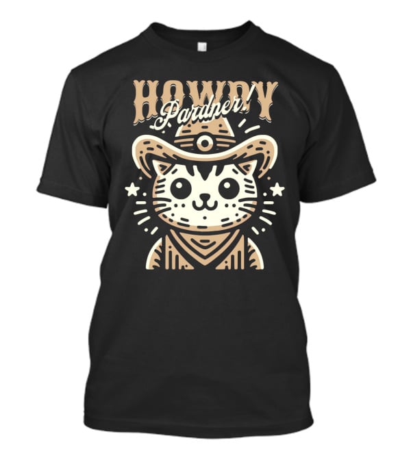Howdy Pardner Cat In Cowboy Hat T-Shirt