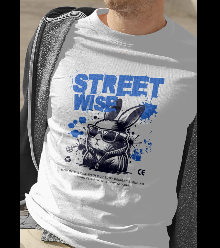 STREET WISE Urban Flair Bunny Charm Hip Hop T-Shirt