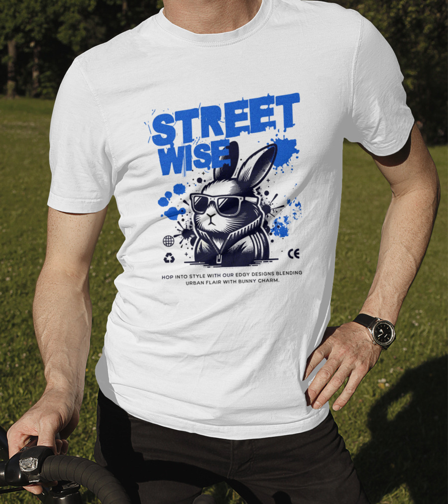 STREET WISE Urban Flair Bunny Charm Hip Hop T-Shirt