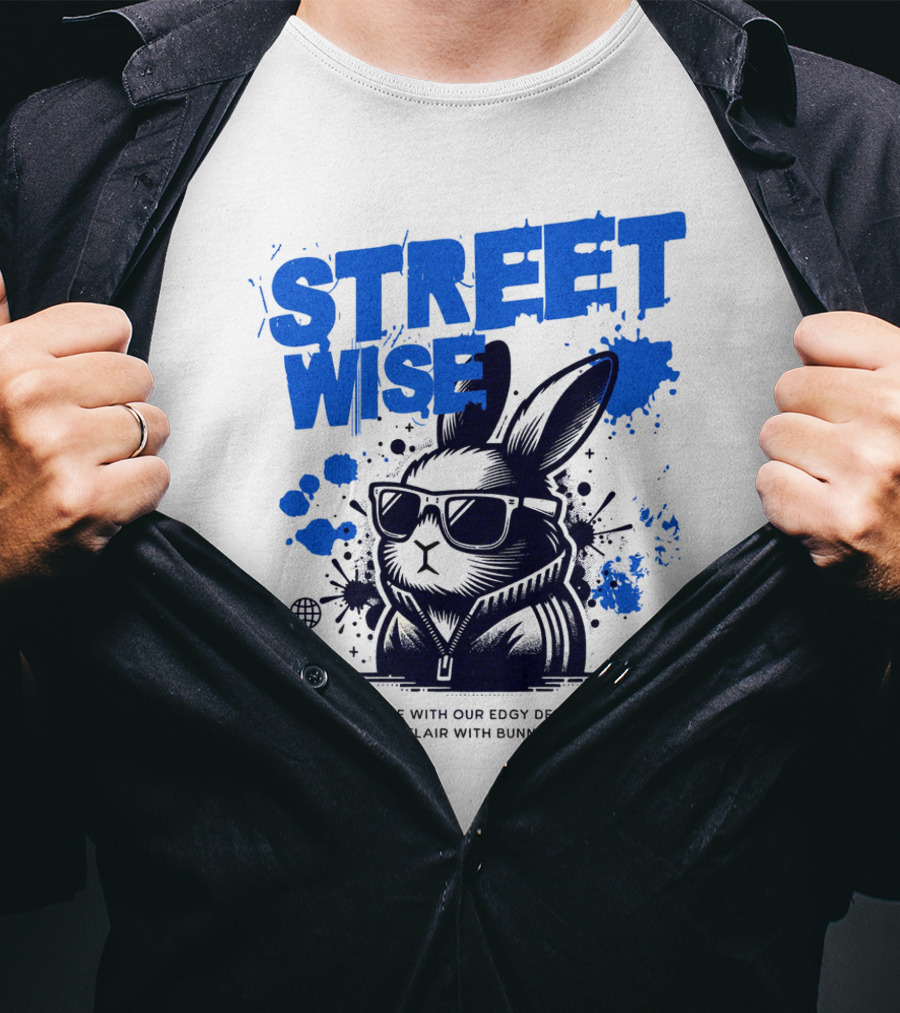 STREET WISE Urban Flair Bunny Charm Hip Hop T-Shirt