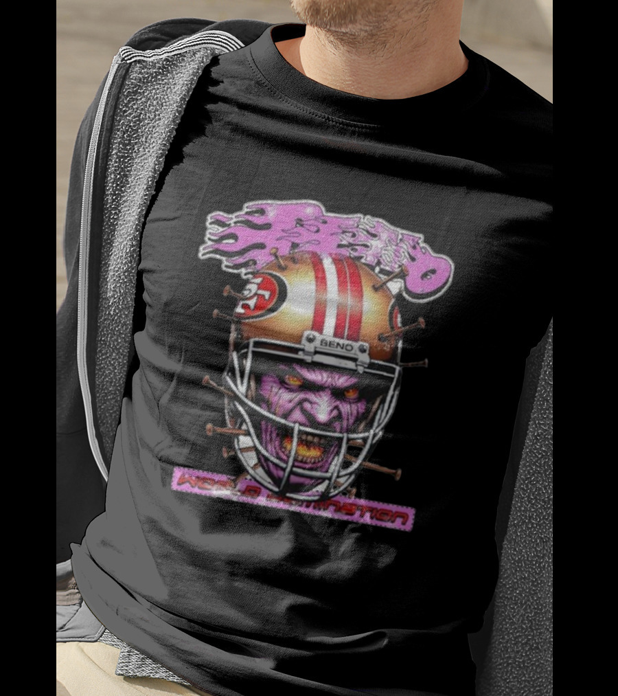 Beno World Domination Nin3Rs Football Helmet Creature T-Shirt