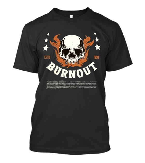 Burnout ESTD 1998 Skull With Flames And Stars T-Shirt