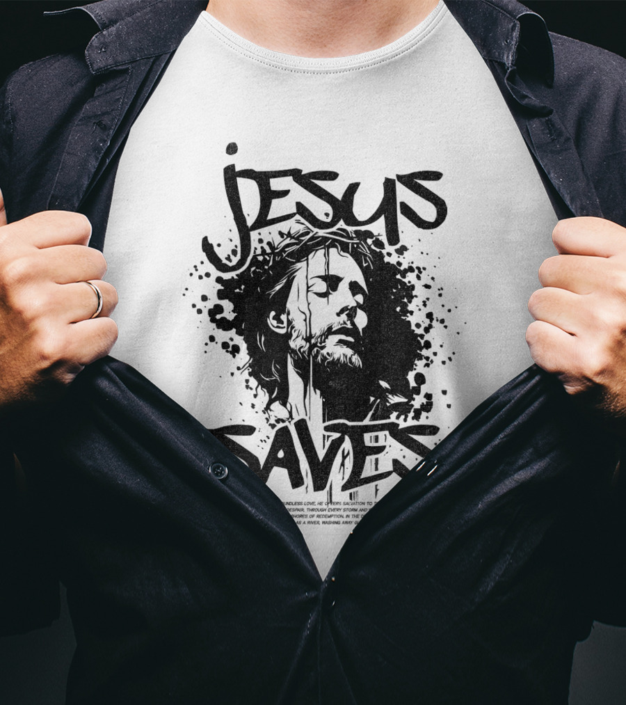 Jesus Saves Portrait With Crown Of Thorns T-Shirt