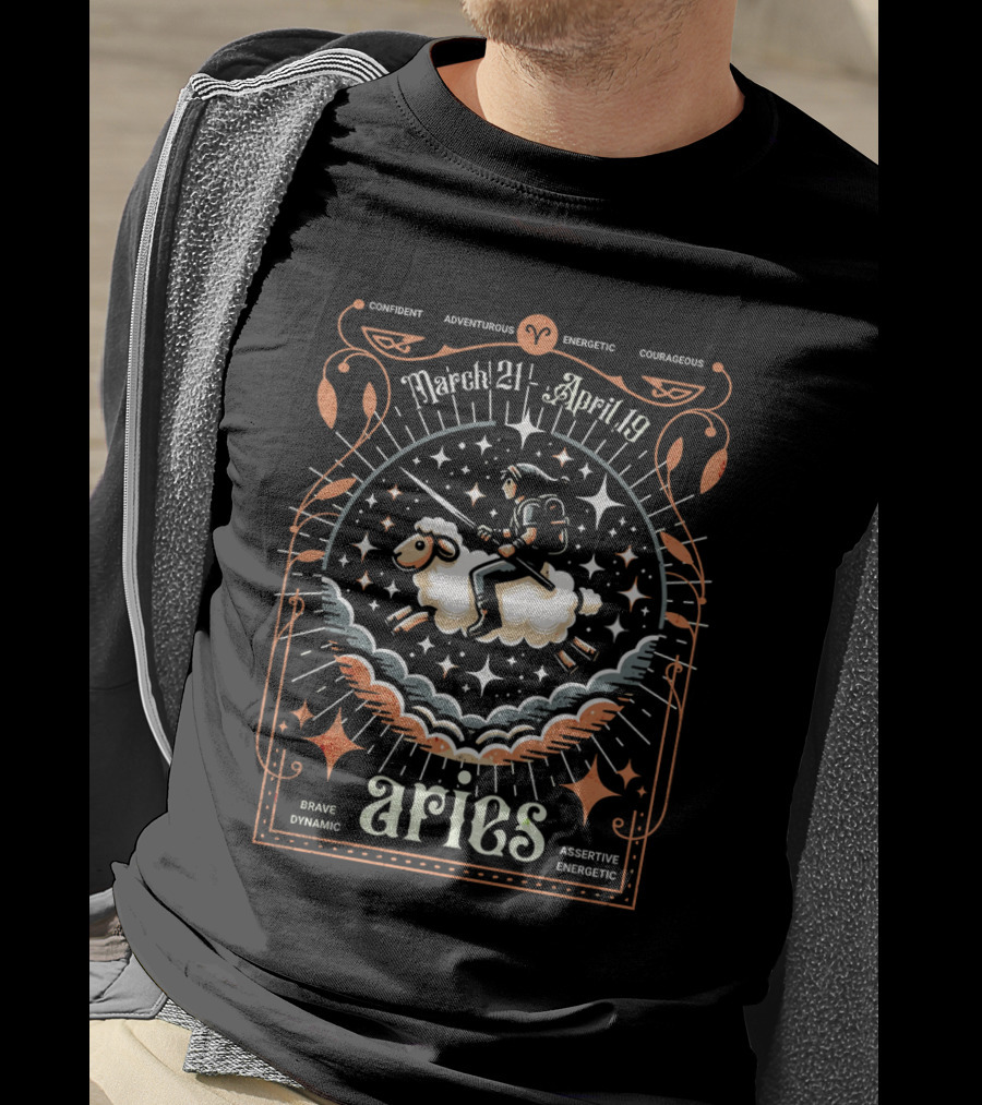 Confident Adventurous Aries Zodiac March 21 April 19 Energetic Courageous Brave Dynamic Assertive Energetic T-Shirt
