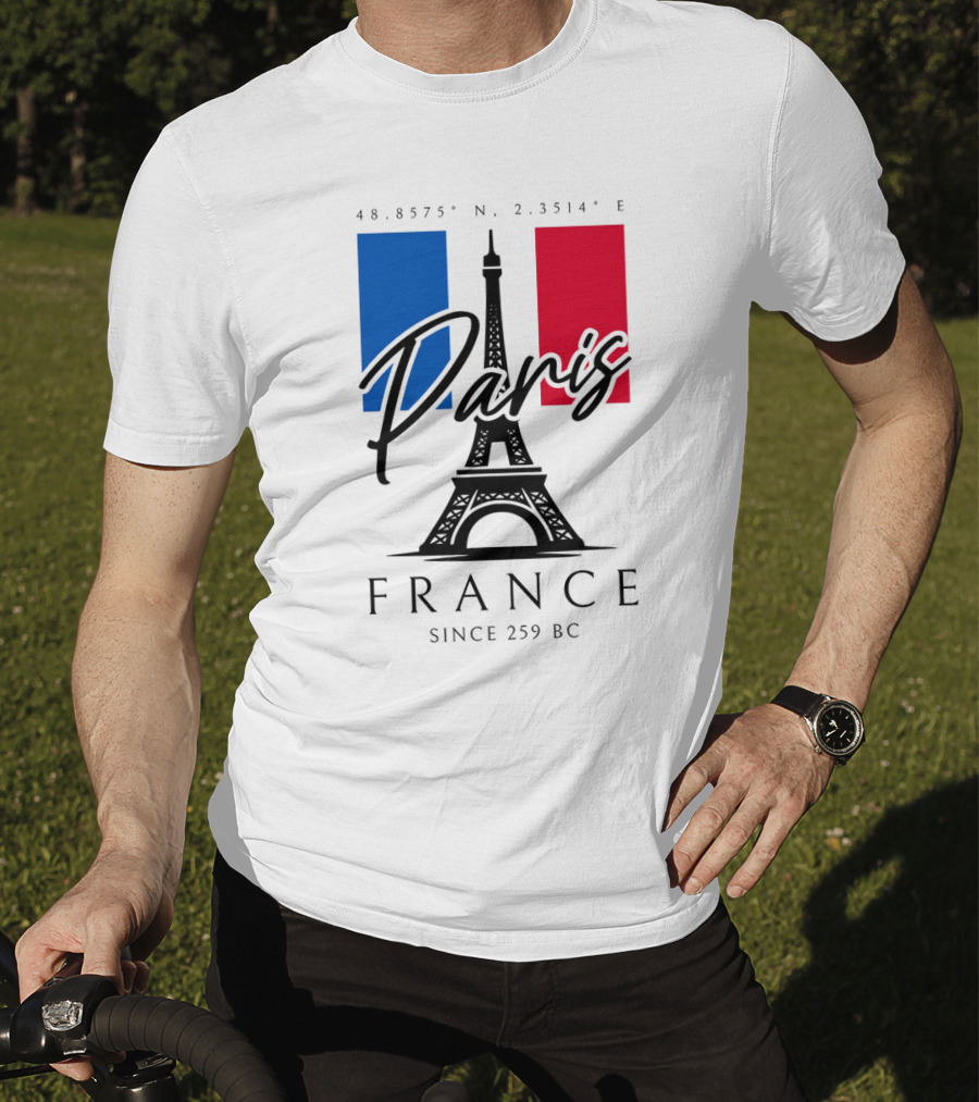 Paris France Eiffel Coordinates Since 259 BC T-Shirt