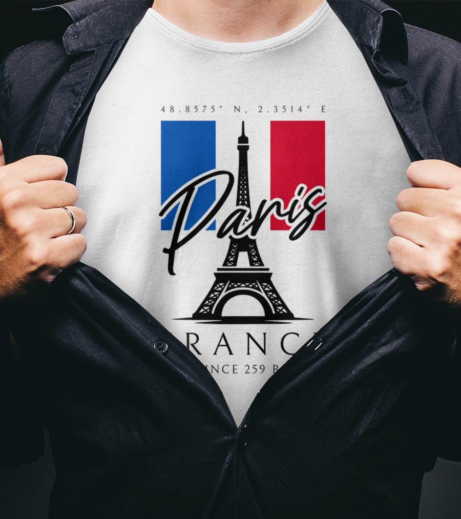 Paris France Eiffel Coordinates Since 259 BC T-Shirt