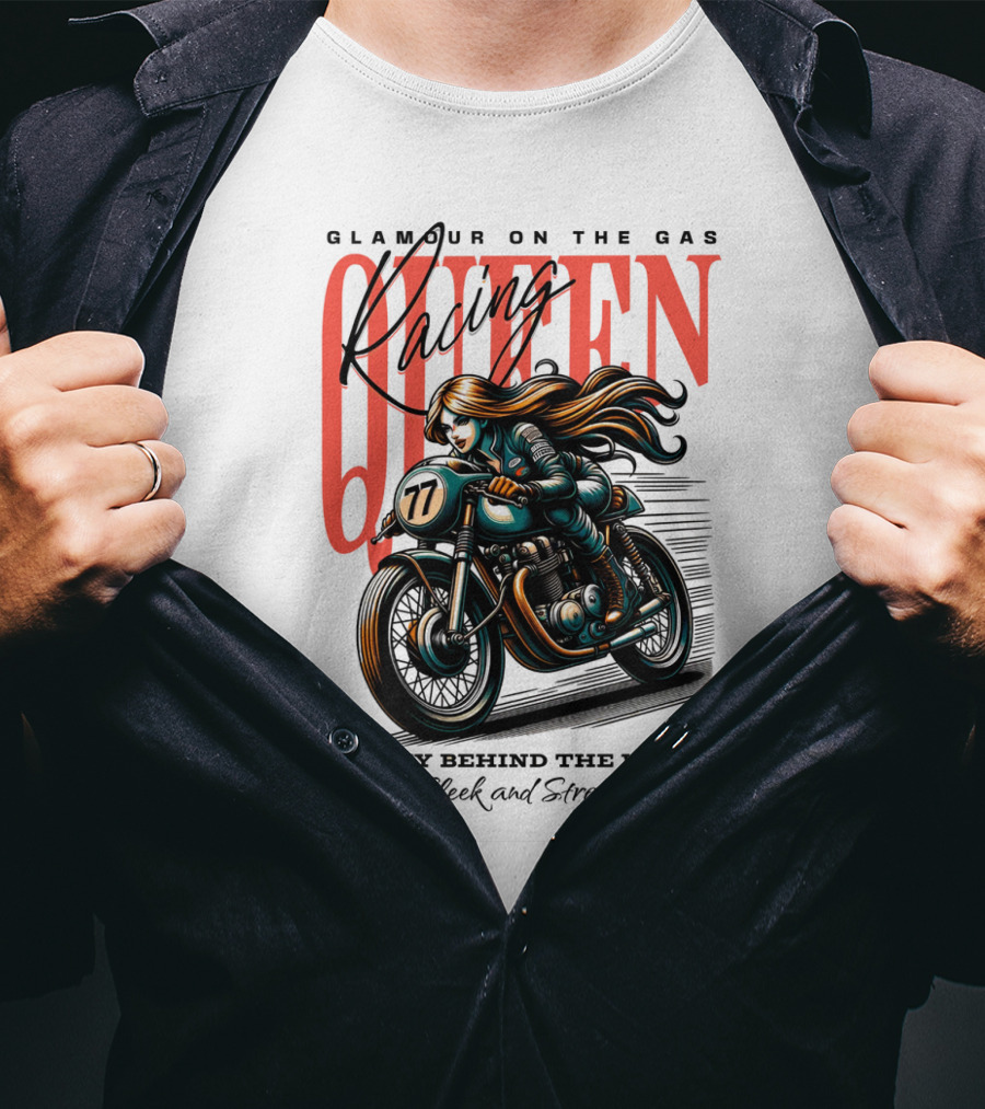 Glamour On The Gas Racing Queen Beauty Behind The Wheel Sleek And Strong T-Shirt