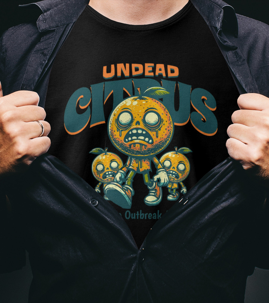 Undead Citrus Orange Outbreak Alert T-Shirt
