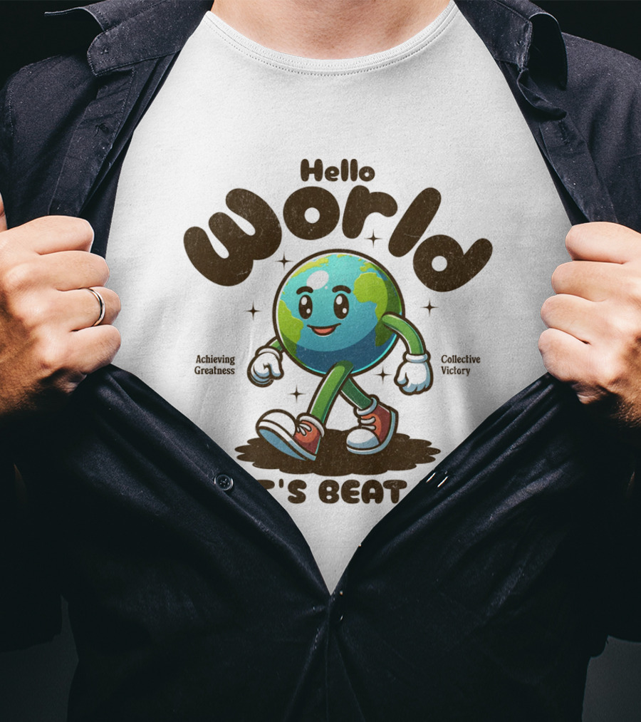 Hello World Earth Walking Let's Beat It T-Shirt