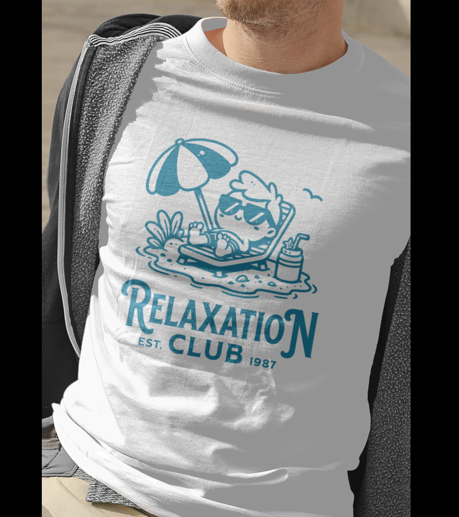 Relaxation Club Est. 1987 Sunglasses Lounge Chair Umbrella Drink T-Shirt