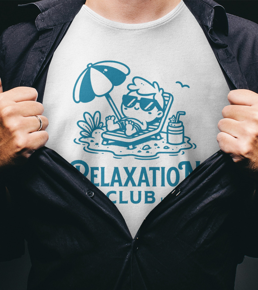 Relaxation Club Est. 1987 Sunglasses Lounge Chair Umbrella Drink T-Shirt