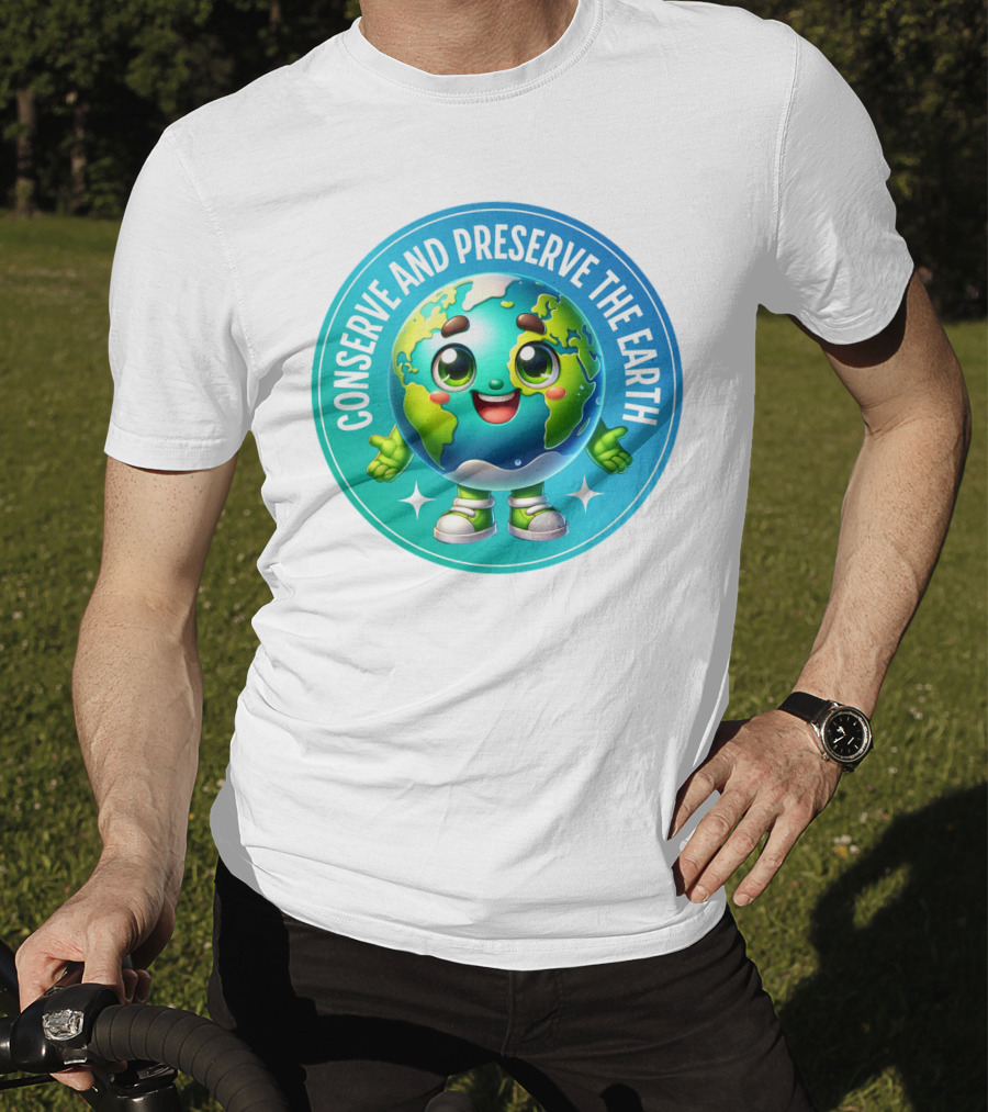 Conserve And Preserve The Earth Retro Earth Day Celebration Mascot T-Shirt