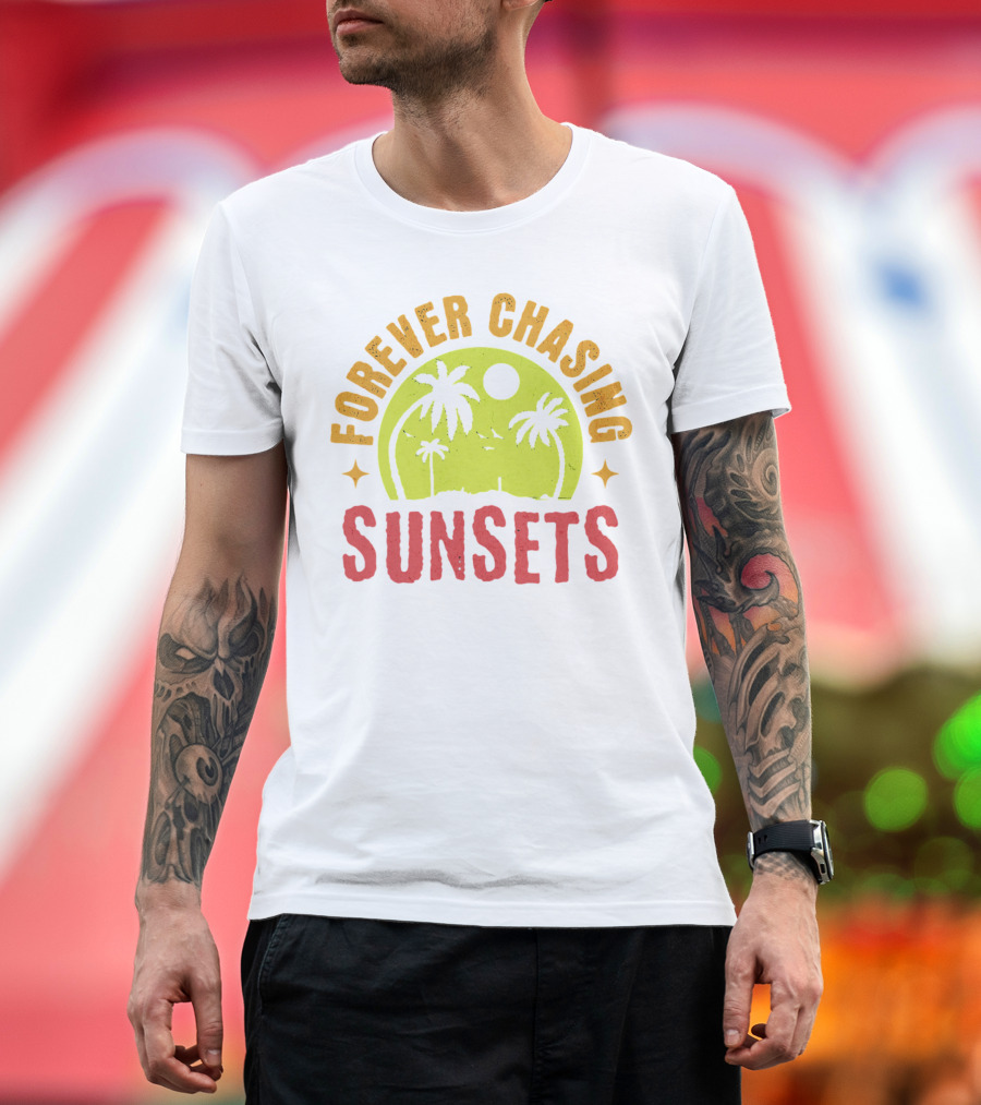 Forever Chasing Sunsets Retro Vintage Summer Vacation T-Shirt