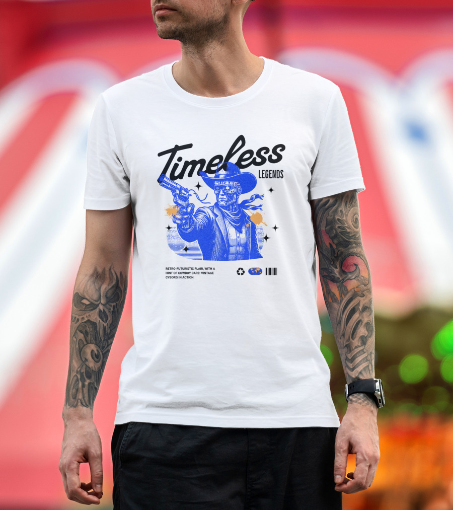 Timeless Legends Retro-Futuristic Cowboy Cyborg T-Shirt