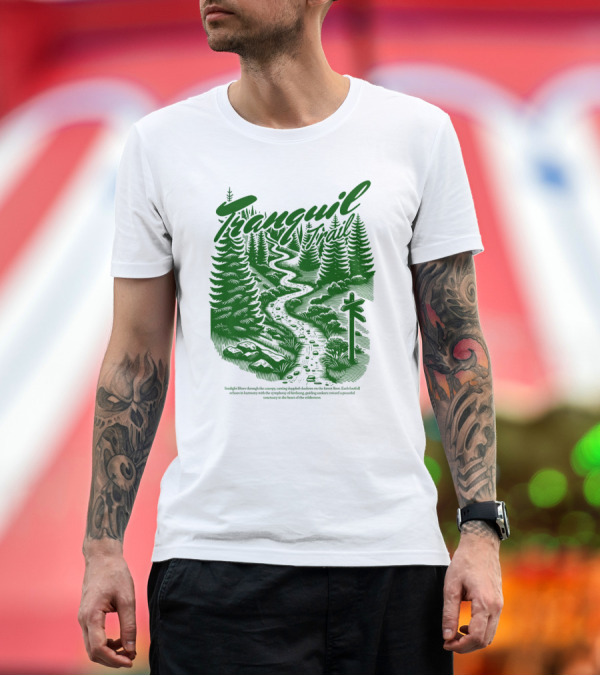 Premium T-Shirt: Tranquil Trail Scenic Forest Pathway Journey T-Shirt Tranquil Trail Scenic Forest Pathway Journey T-Shirt