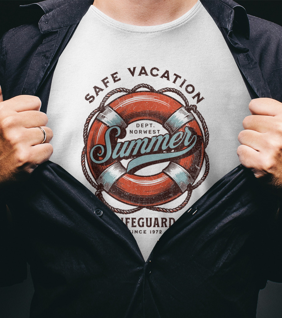 Safe Vacation Summer Dept Norwest Lifeguard Since 1972 T-Shirt