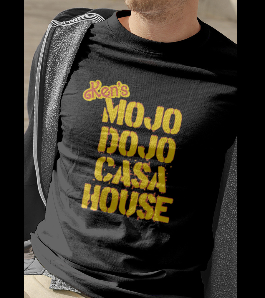 Ken's Mojo Dojo Casa House Yellow Grunge Text T-Shirt