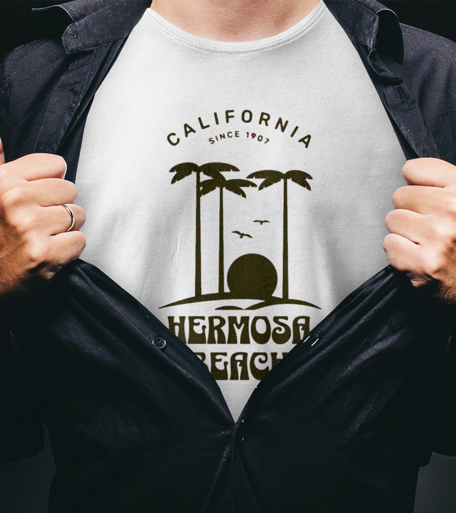 Hermosa Beach California Since 1907 Palm Trees Sunset T-Shirt