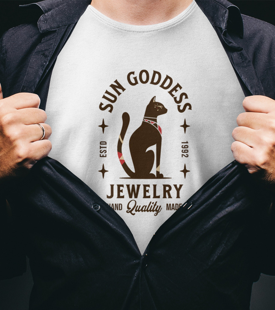 Sun Goddess Jewelry Cat Hand Quality Made Estd 1992 T-Shirt