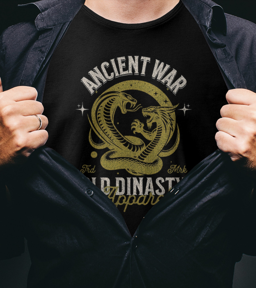 Ancient War Old Dinasty Apparel Dragon And Snake Fighting T-Shirt