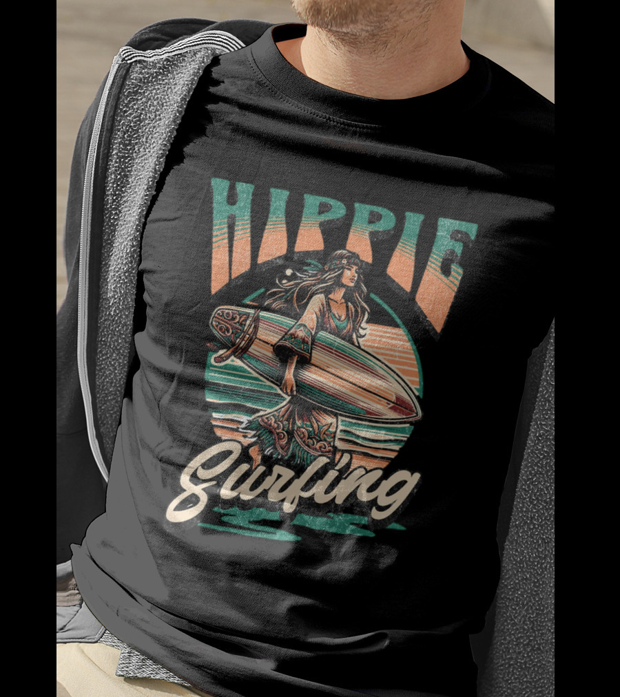 Hippie Surfing Retro Wave Sunset Vibes T-Shirt