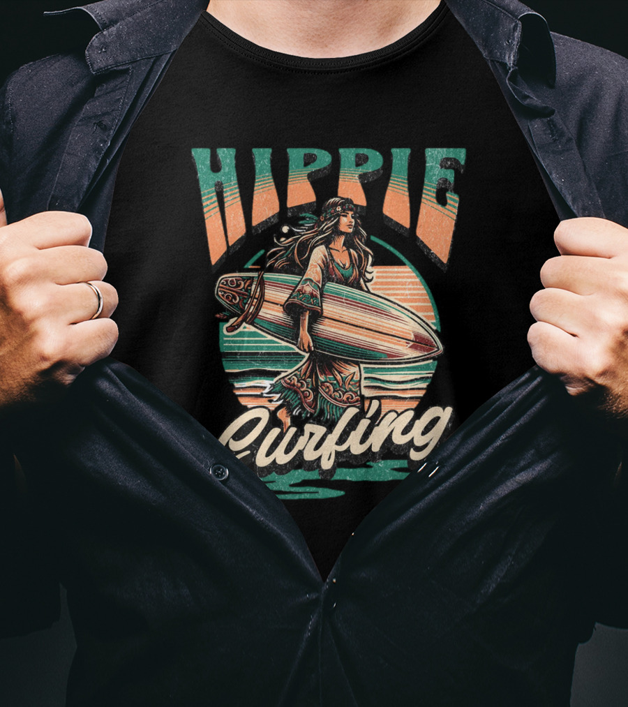 Hippie Surfing Retro Wave Sunset Vibes T-Shirt