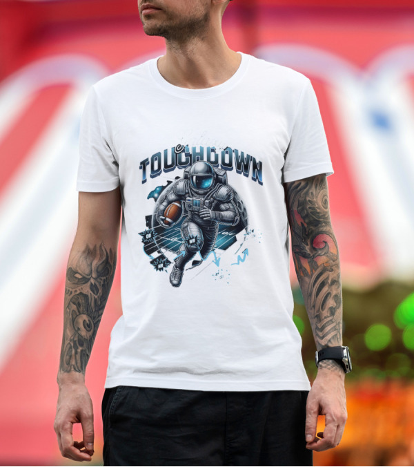 Premium T-Shirt: Galaxy Touchdown Astronaut Football QB WR HB RB TD T-Shirt Galaxy Touchdown Astronaut Football QB WR HB RB TD T-Shirt