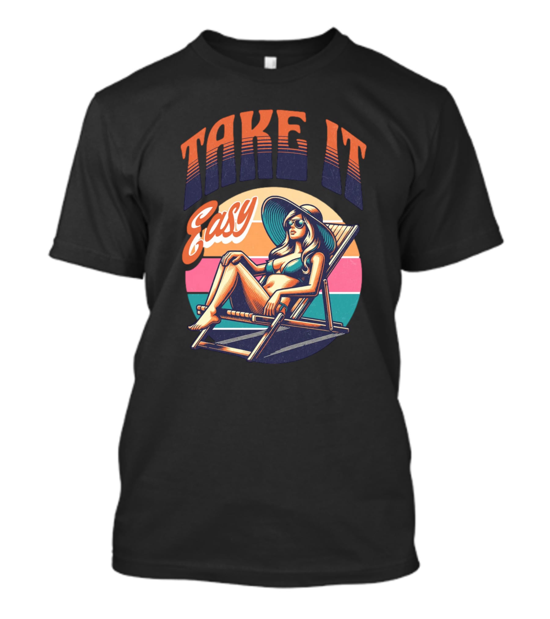 Take It Easy Summer Beach Retro Sunbathing Vibes T-Shirt