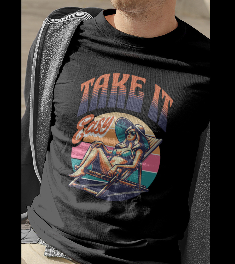 Take It Easy Summer Beach Retro Sunbathing Vibes T-Shirt