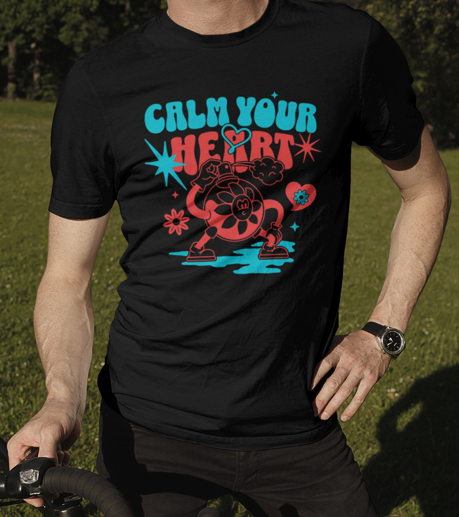 CALM YOUR HEART Retro Floral Cartoon Explosion T-Shirt