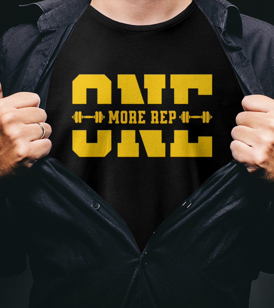 ONE MORE REP Barbell Motivational Fitness T-Shirt