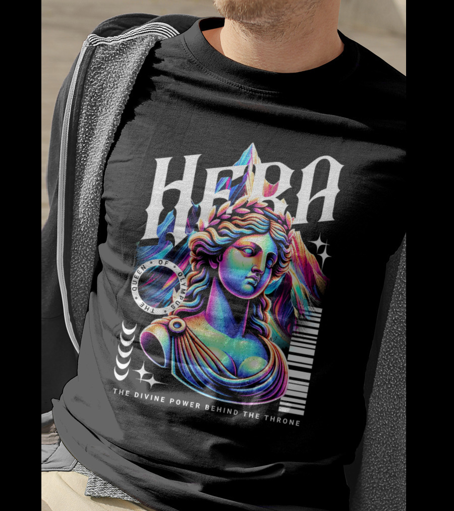 Hera Queen Of Olympus Neon Y2K The Divine Power Behind The Throne T-Shirt