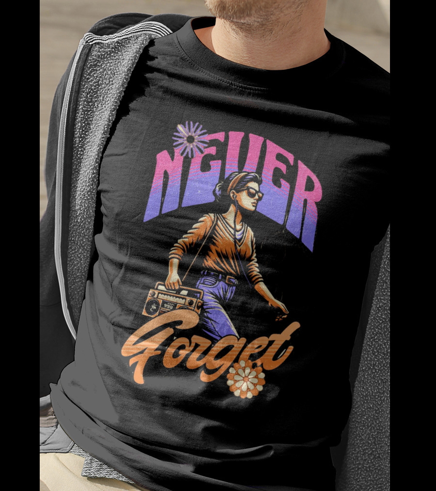 NEVER FORGET GROOVE GIRL 90s Vibes Retro Cassette Player T-Shirt