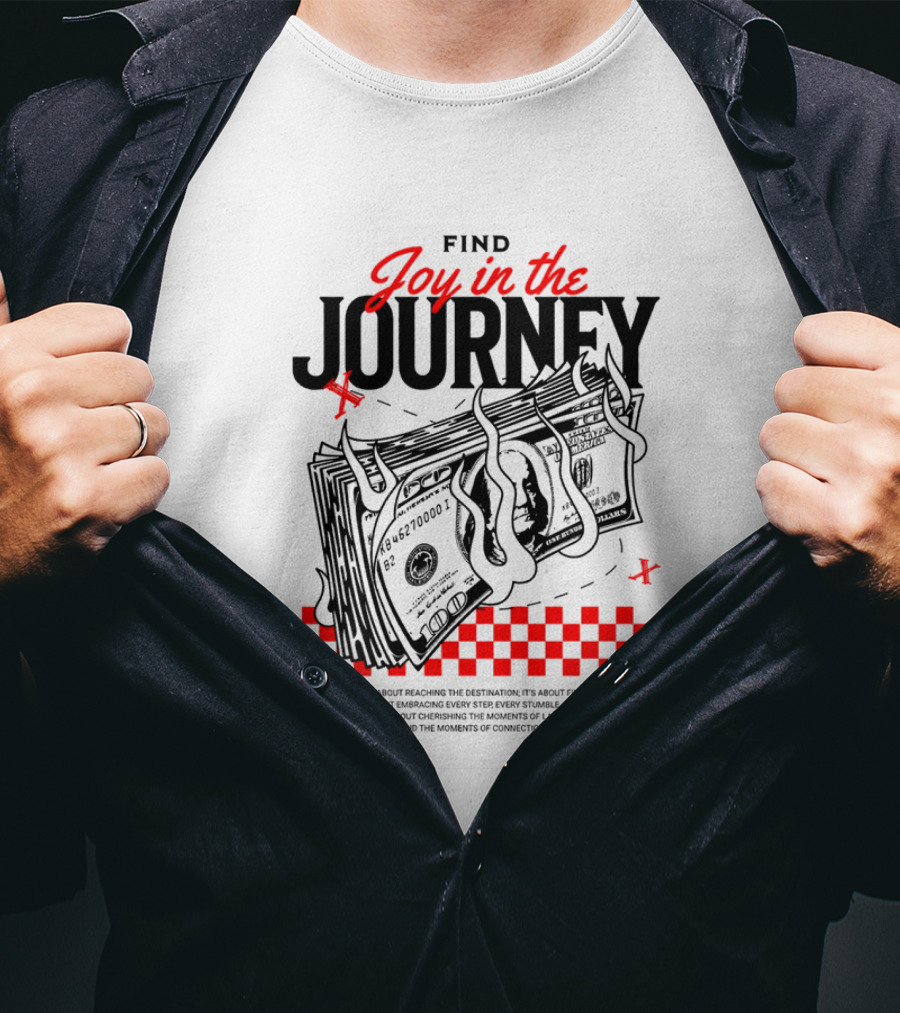 Find Joy In The Journey Dollar Bills Red Checker Elements T-Shirt