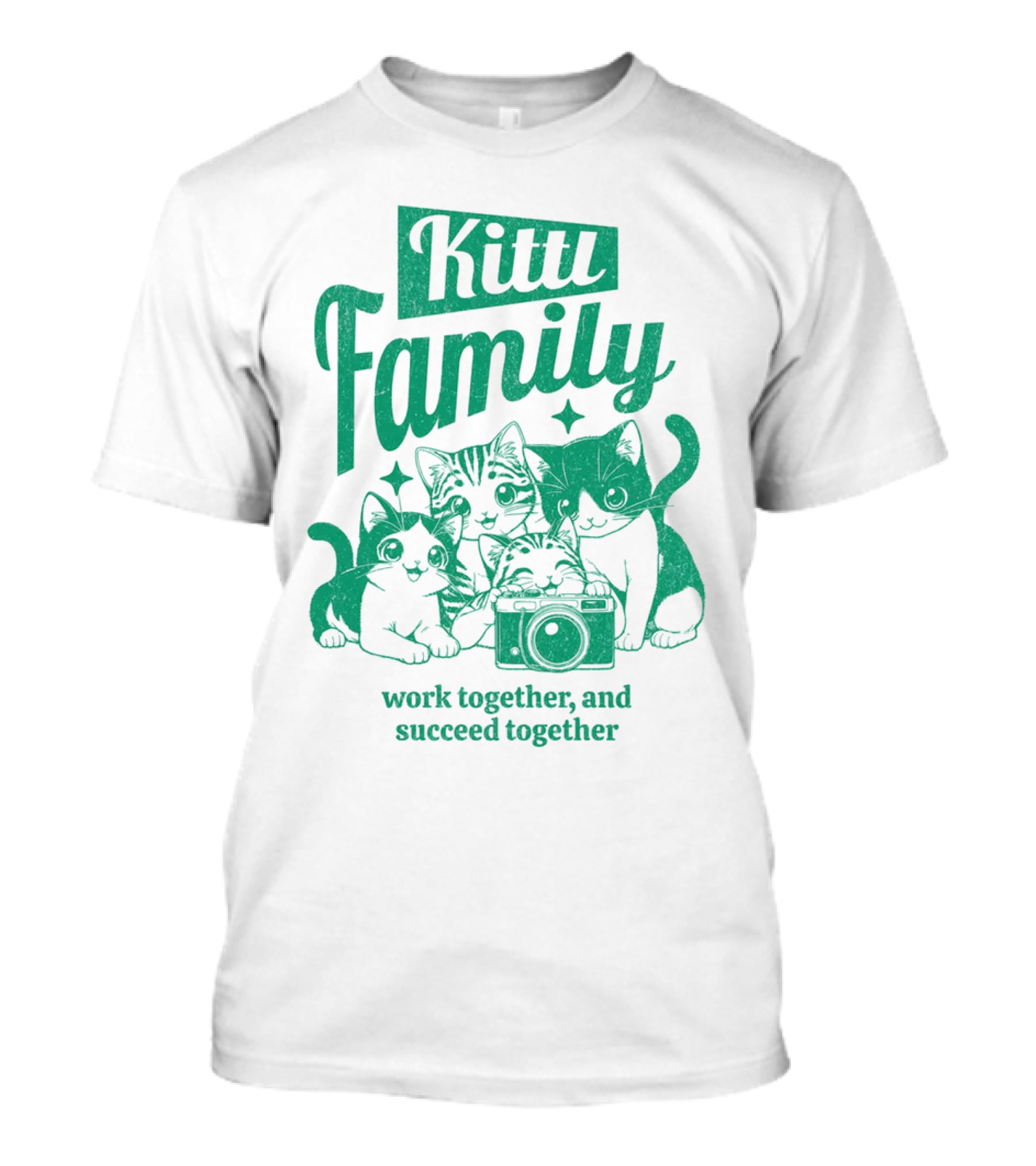 Kittl Family Work Together And Succeed Together Cats With Camera T-Shirt