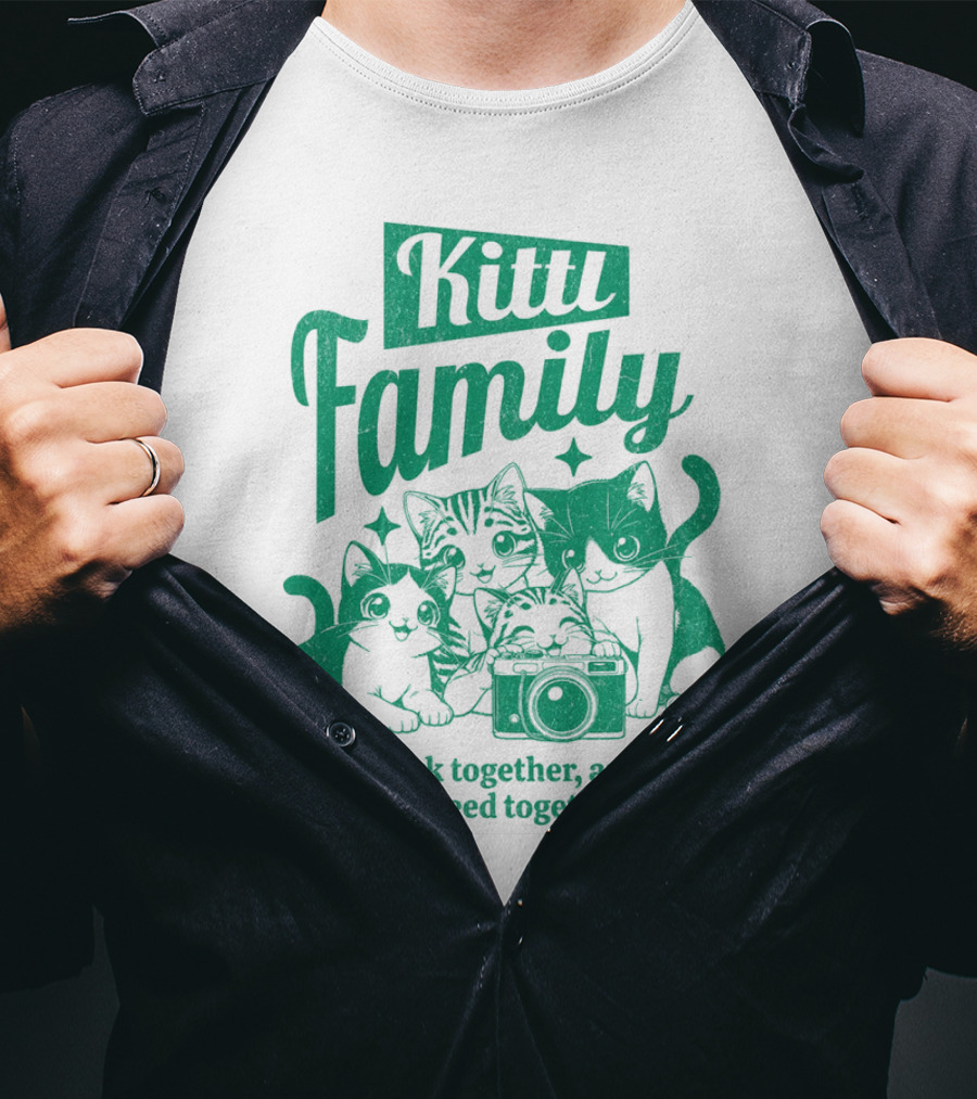 Kittl Family Work Together And Succeed Together Cats With Camera T-Shirt