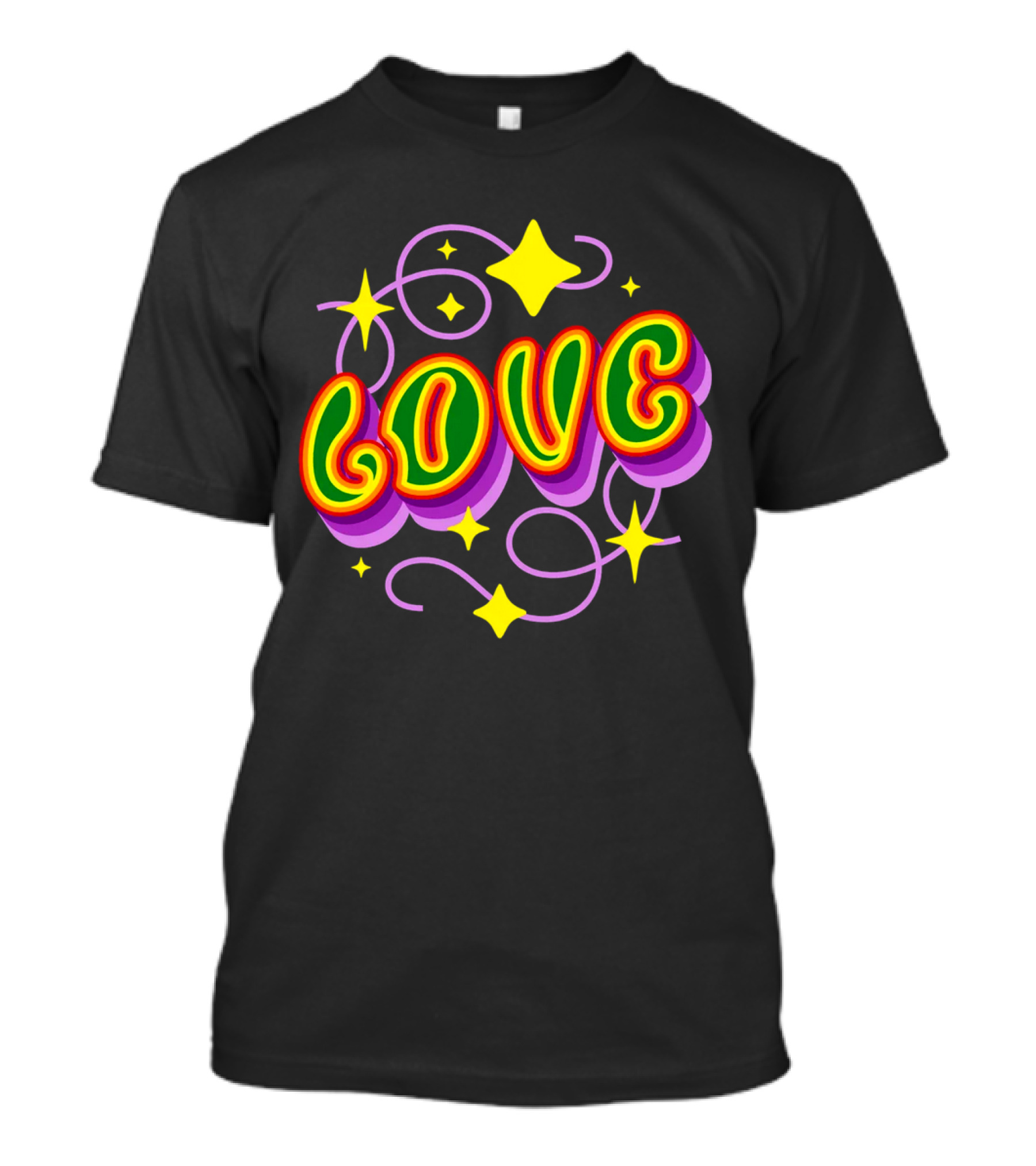 LOVE Stars And Swirls 70's T-Shirt