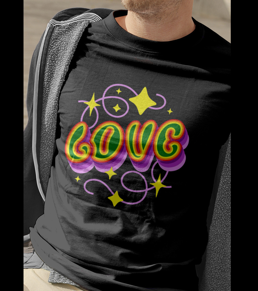 LOVE Stars And Swirls 70's T-Shirt