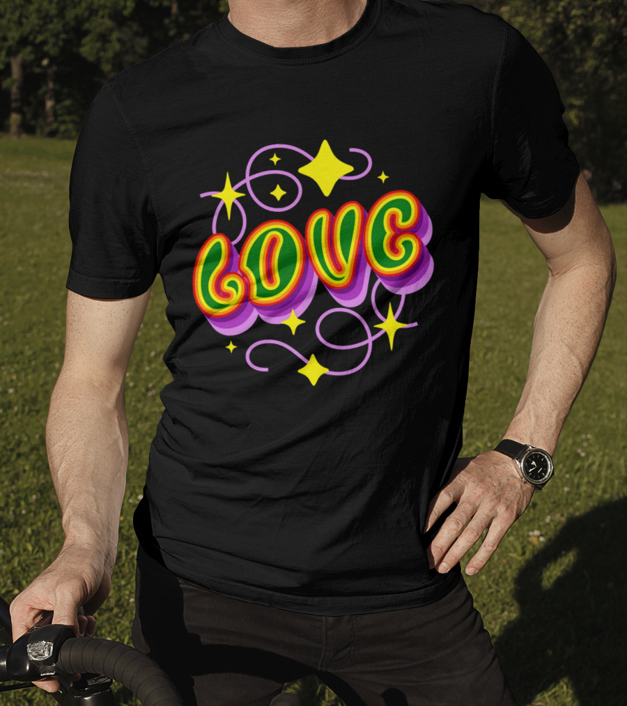 LOVE Stars And Swirls 70's T-Shirt