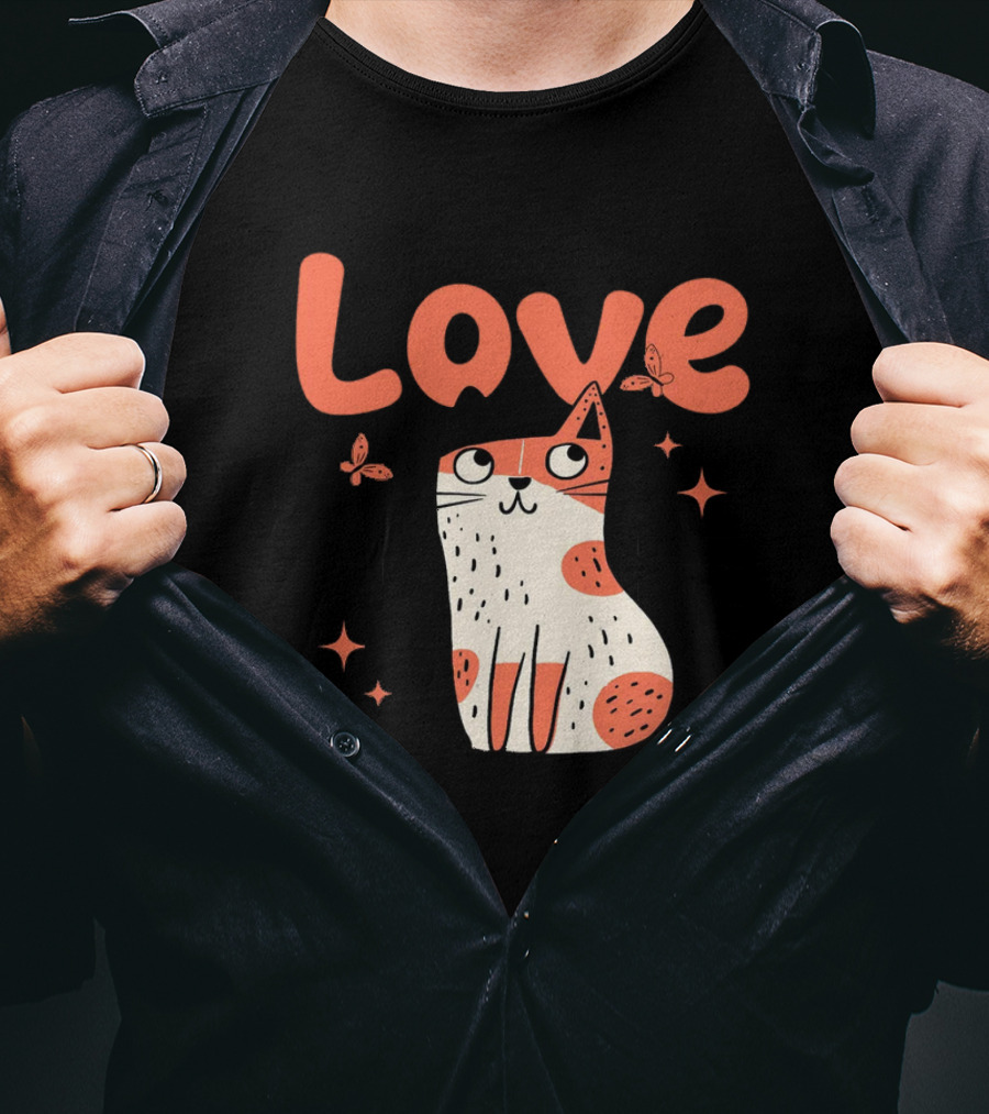Born To Love Unleash The Pawsitivity Cat Butterflies T-Shirt