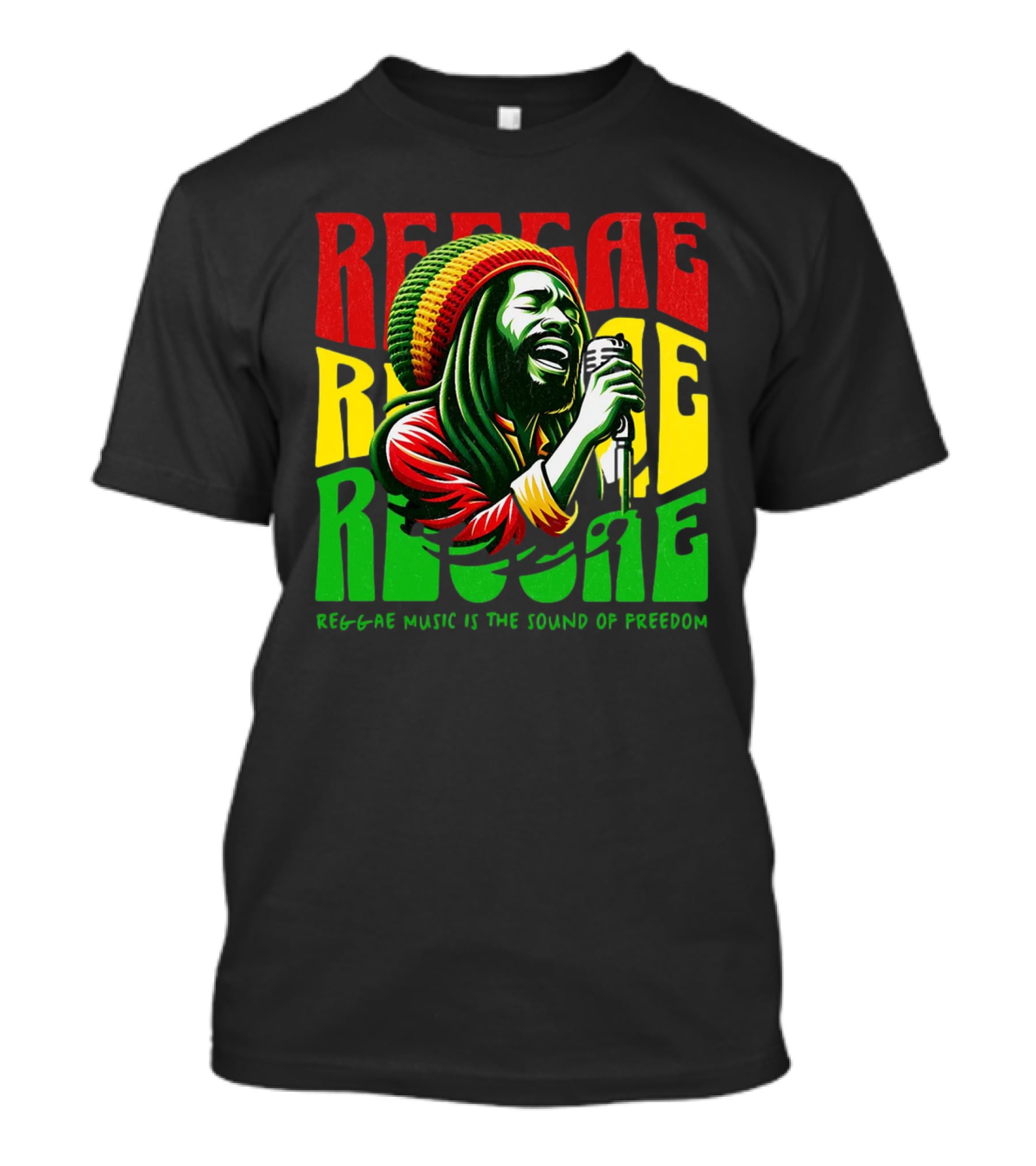 Reggae Music Is The Sound Of Freedom Vibrant Singer Iconic Colors T-Shirt