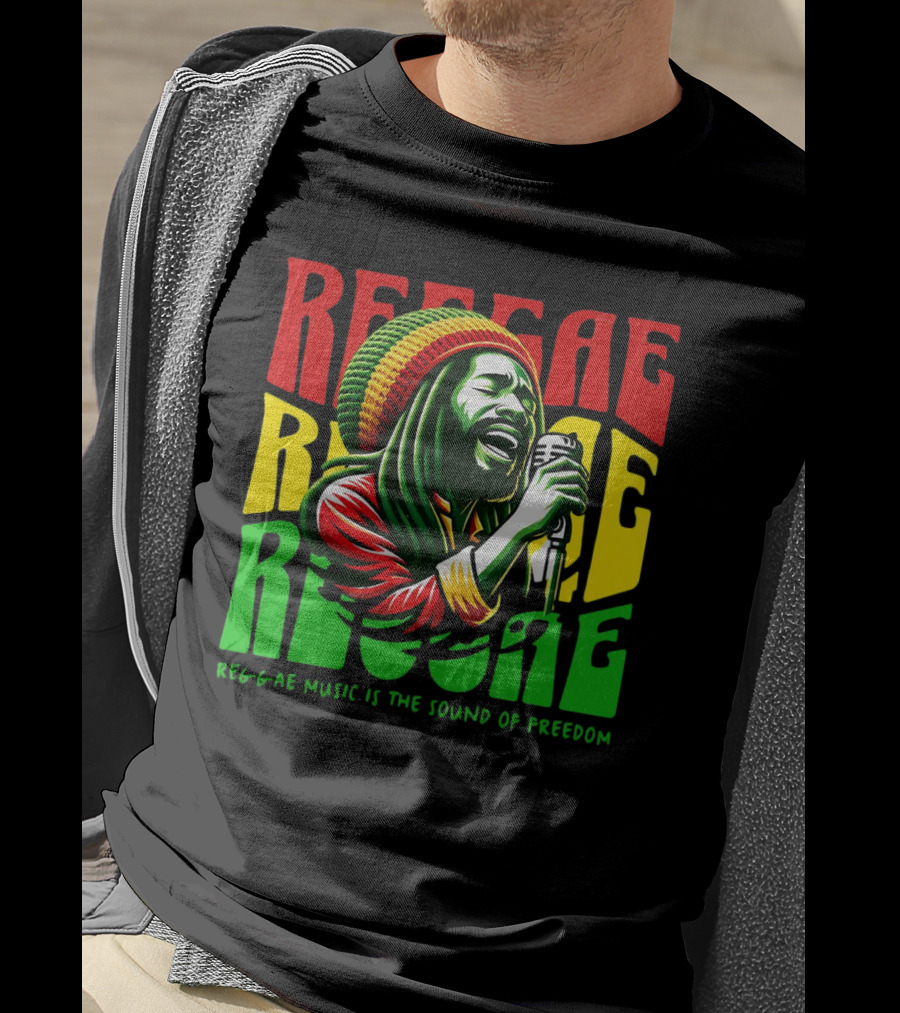 Reggae Music Is The Sound Of Freedom Vibrant Singer Iconic Colors T-Shirt