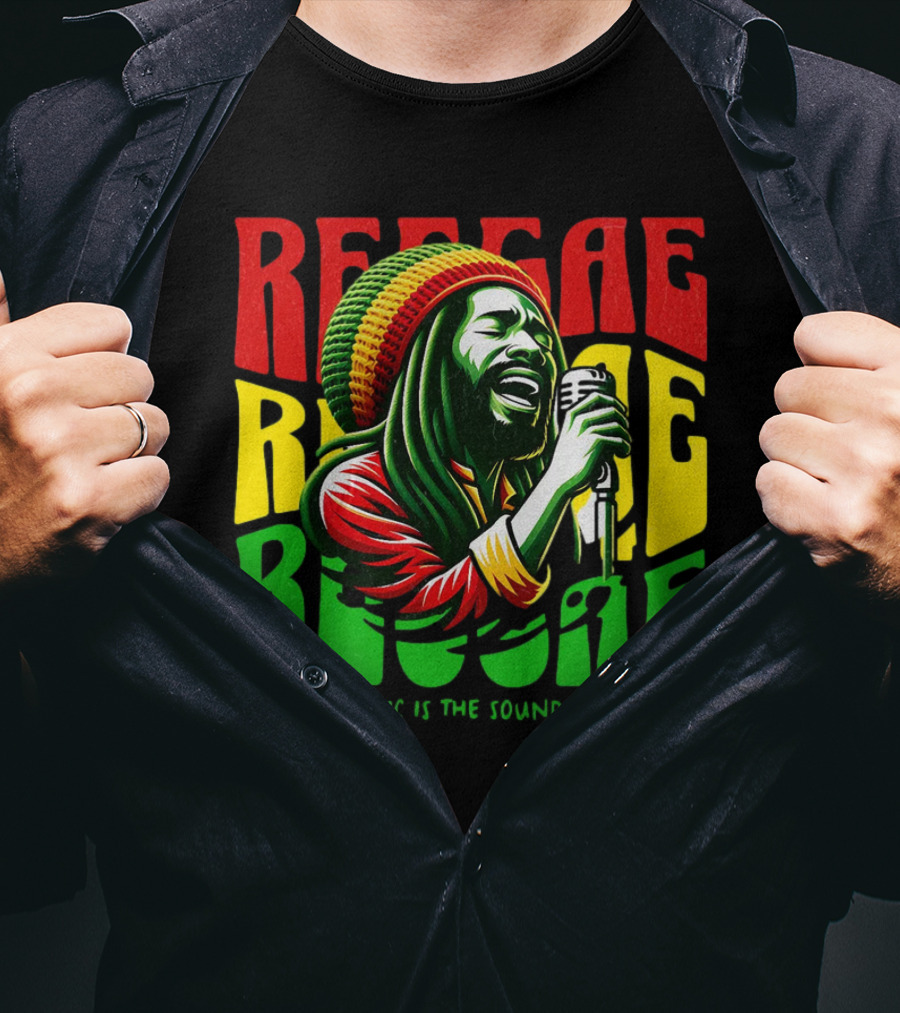 Reggae Music Is The Sound Of Freedom Vibrant Singer Iconic Colors T-Shirt