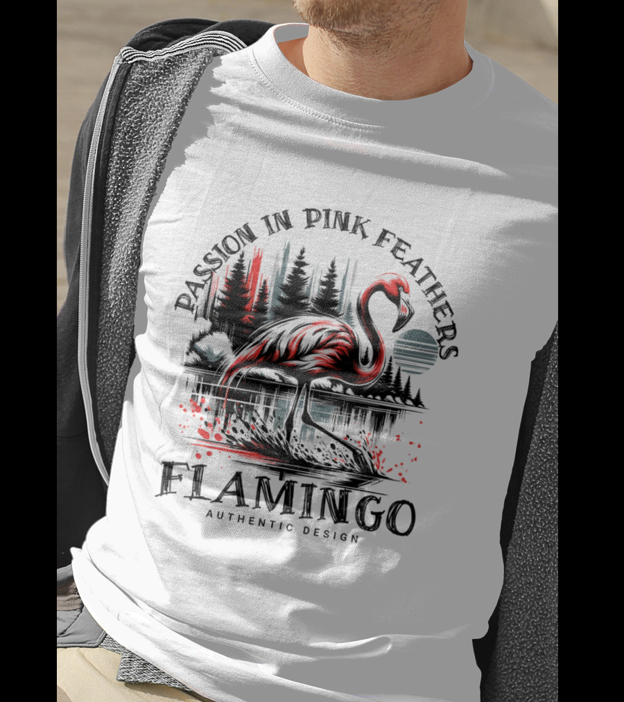 Passion In Pink Feathers Flamingo Authentic T-Shirt