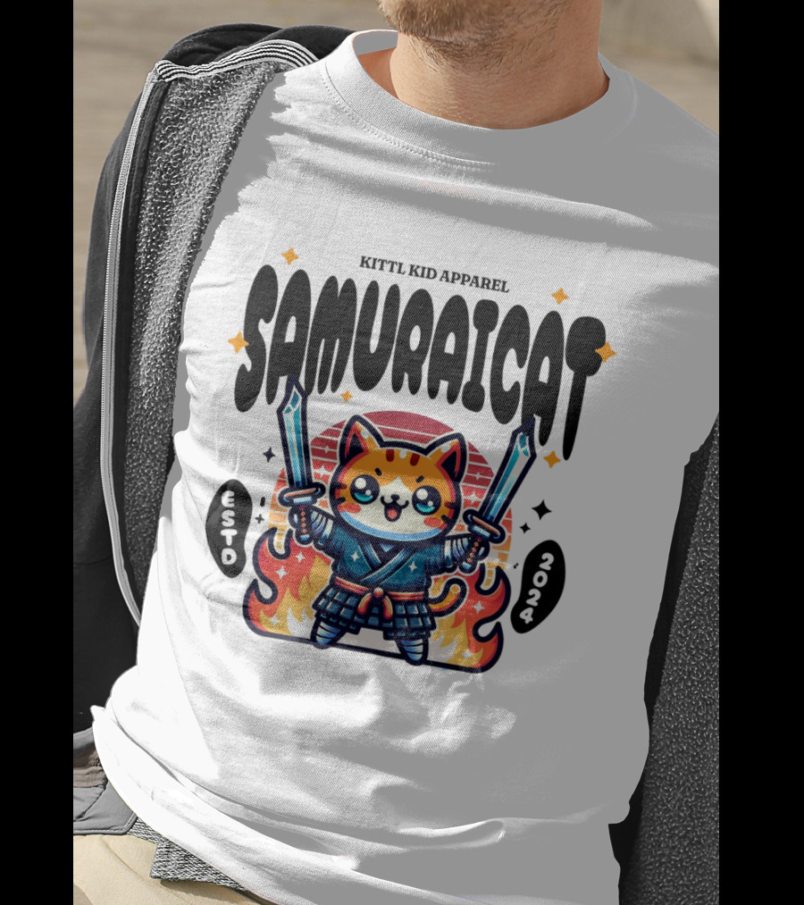 Kittl Kid Apparel Samurai Cat Estd T-Shirt